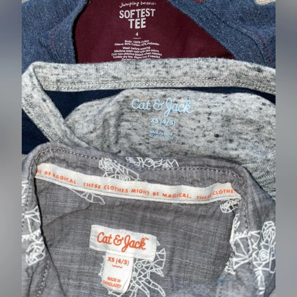 🍂 Osh Kosh Cat & Jack Dino Long Sleeve Shirts Zip Hoodie Bundle Lot 4 4T 4/5